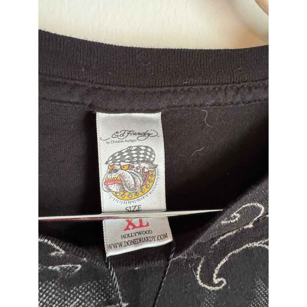 Ed Hardy Christian Audigier Mens Gradient Dragon Wave T-Shirt Black XL NWT - Picture 3 of 5